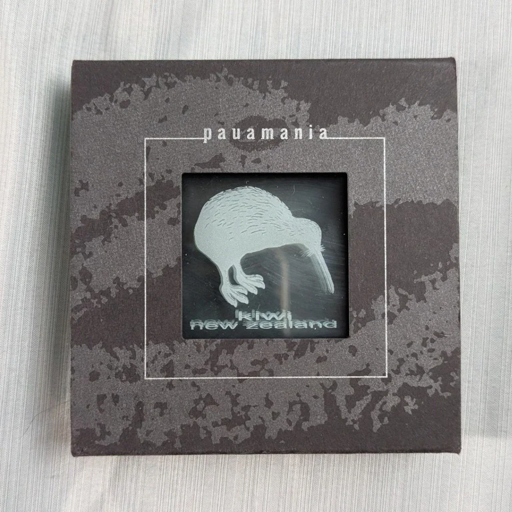 Pauamania Kiwi Glass Coaster Set of 4 RC401 Clear New Zealand Etched Art Glass